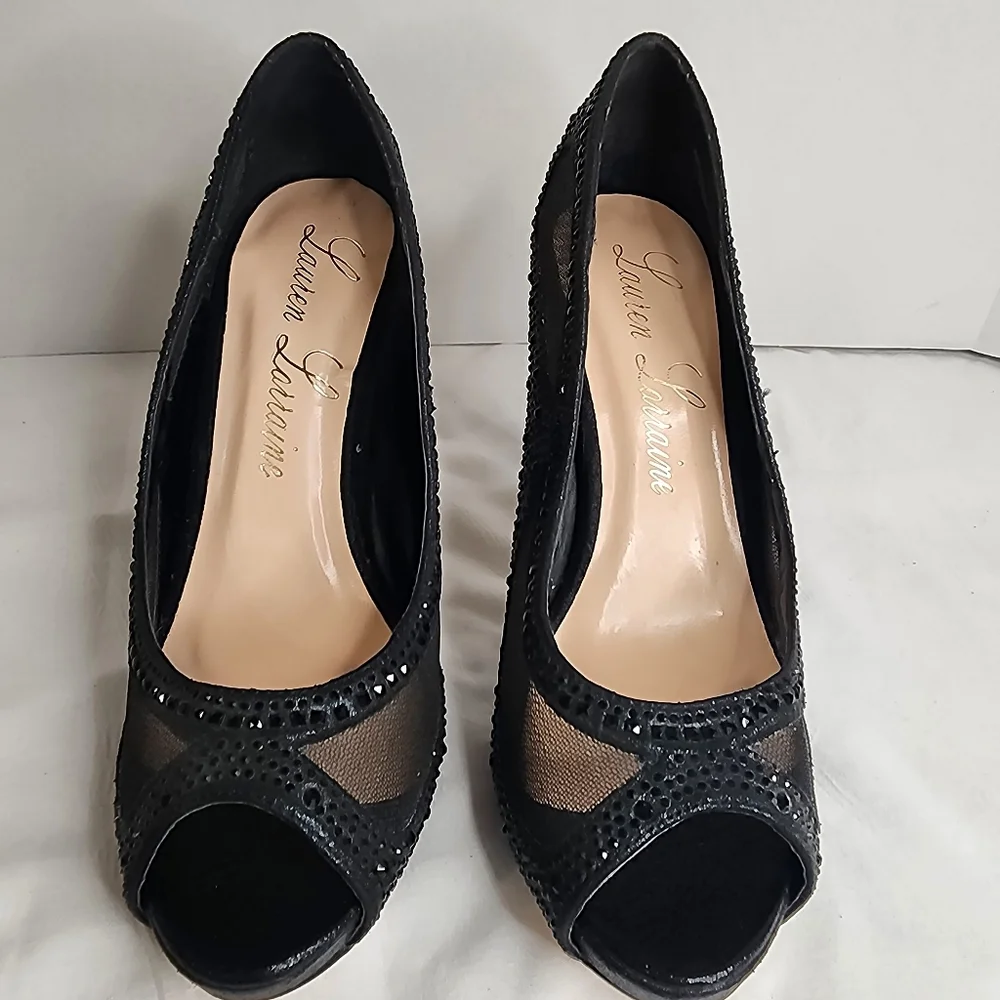 Lauren Lorraine Bernice‎ Pump Womens size 7.5 Mesh Peep Toe Slip-On Stiletto